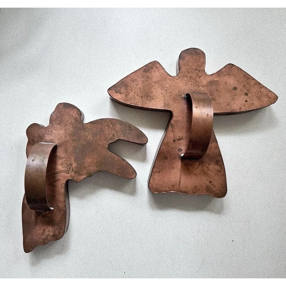 Michael Bonne Copper Cookie Cutter Xmas Angels Lot Flat Back W/ Handle Signed